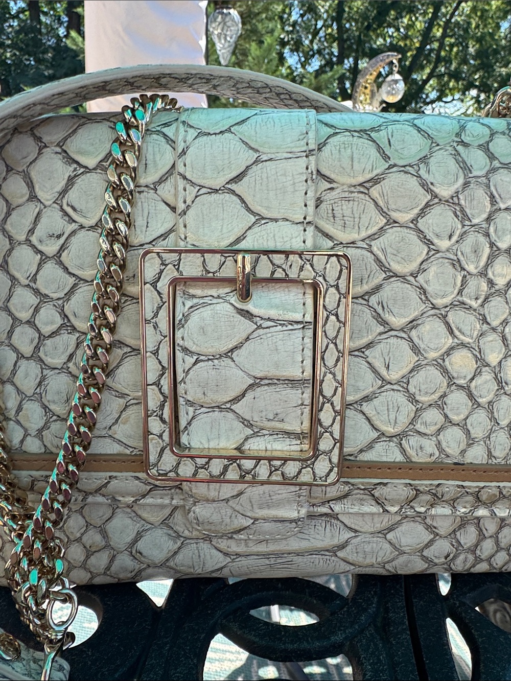 Brahmin Rosalie Oyster Grey Ellacoya Bag with Gold chain - Picture 5 of 13